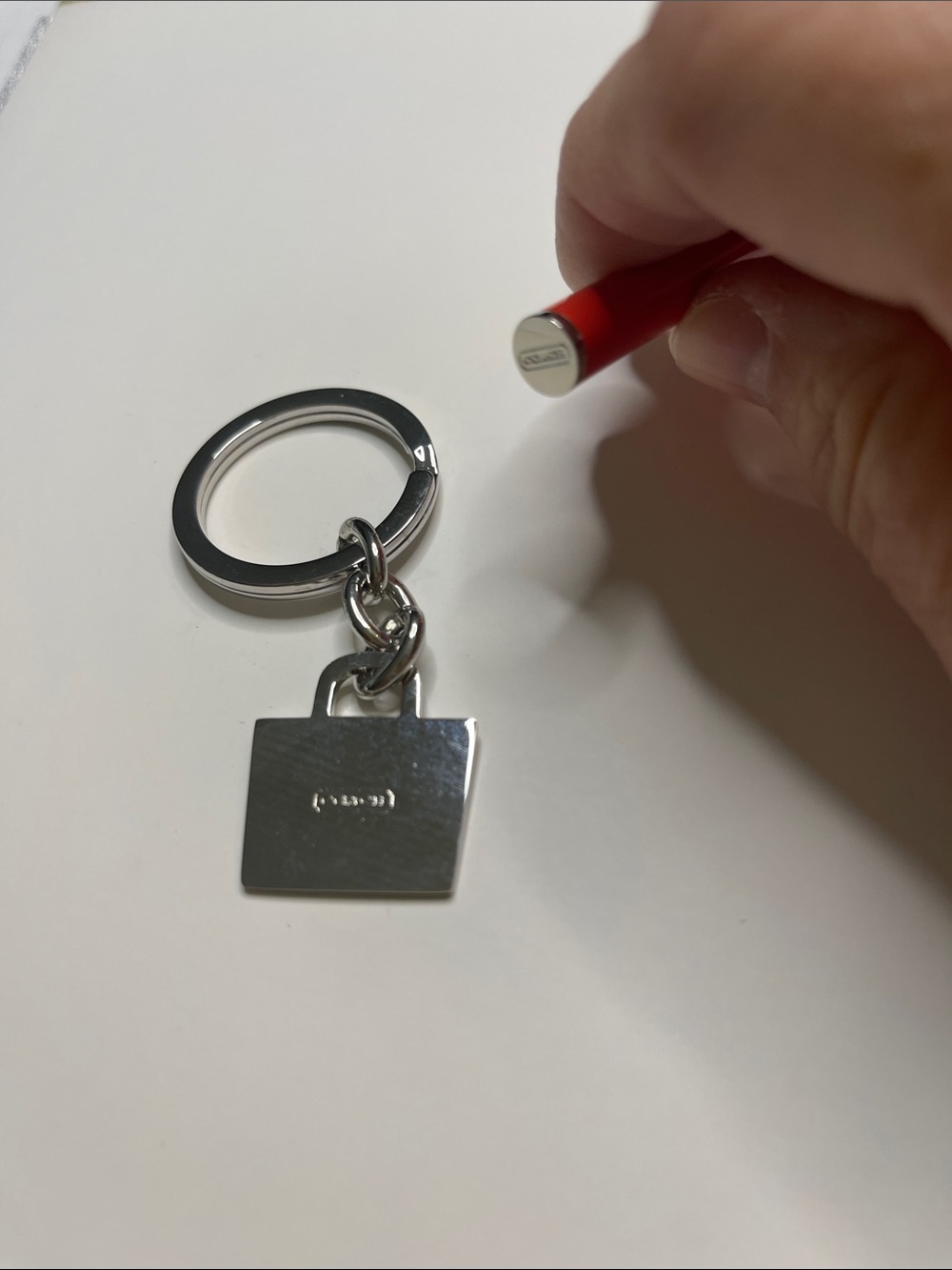 Coach Bag Keychain Charm in Orange and Coach Pen - Picture 4 of 6